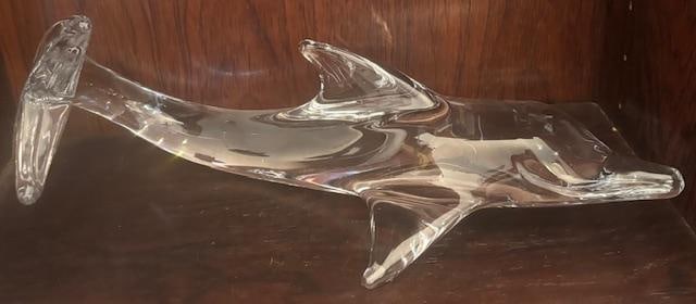 Signed Daum, France Art Glass Dolphin Figure Extra Large