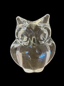 Signed Daum, France Art Glass Owl Figure
