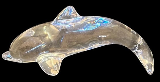 Signed Daum, France Art Glass Dolphin Figure