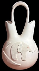 Native American Rare White Clay Acoma Pueblo Pottery Wedding Vase
