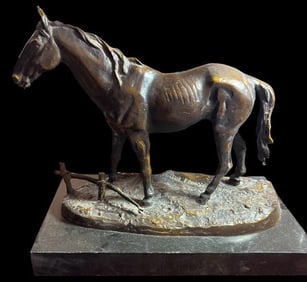 Original Bronze Horse Sculpture by Apul Eduard Brierre