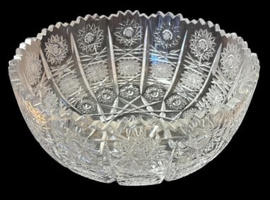 Brilliant  Wheel Cut Glass Serving Bowl ca 1880
