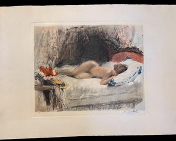 Antique Original Signed Antoine Calbet Etching