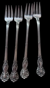 Lot of Four Sterling Silver Appetizer Forks Gorham Fleury