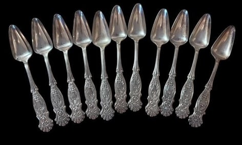 Lot of Eleven Silverplate Rogers 1890 Dessert Spoons
