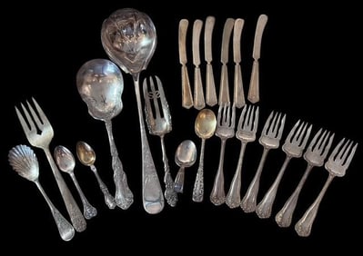 Lot of Twenty One Assorted Antique Silver Plate Flatware Pieces