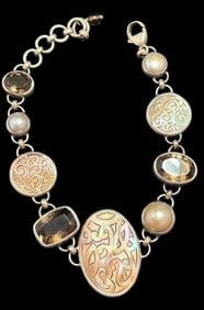 Sterling and Smokey Topaz Bracelet Signed Janice Girardi