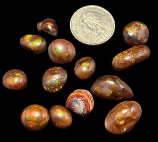 Lot of Thirteen Fire Agate Cabs
