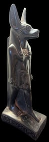 Signed Anubis God Of Mummification Carved Stone-Tuff Figure