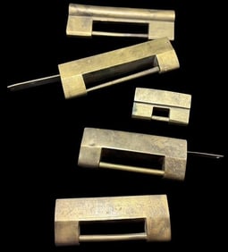 Lot of Five Antique Chinese Brass Locks