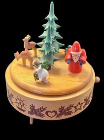 Vintage Wooden HUK Germany Christmas Reuge Music Box
