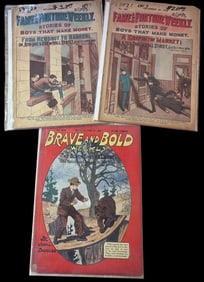 Lot of Three Early 1900s Five and Dime Magazines Brave and Bold, Fame and Fortune