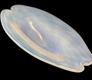 Blue Opalescent Oblong Dish Sabino Glass Dish