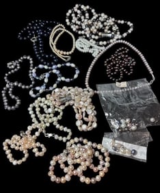 Lot of 13 Freshwater and Cultured Pearl Necklace and Earrings