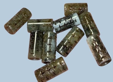 Lot of 10 Jade Tube Spacer Beads