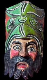 Vintage Mexican Hand Carved and Painted Wooden Mask