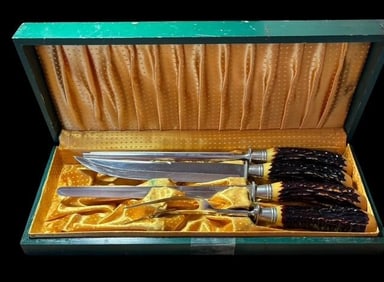 Flint Stainless Vanadium Bakelite Faux Horn Cutlery Set