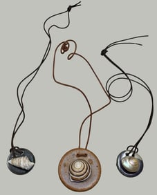 Lot of Three Pottery  and Shell Necklaces