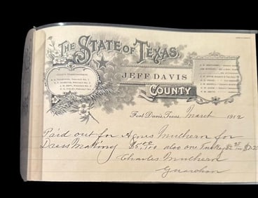 Fort Davis Texas 1912 Billhead for Dressmaking Services
