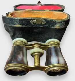 Antique H. Lamy Opera Glasses in Original Leather Case Ca. 1890s