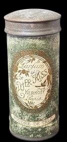 Antique Tin Parfum Djer Kiss Kerkoff Paris Poudre de Talc with Powder