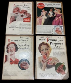 Lot of Four Vintage Coca Cola Advertisements 1933 and 1937