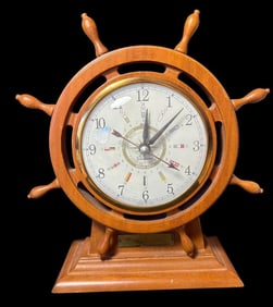 Sessions Nautical Theme Electric Ship Wheel Clock