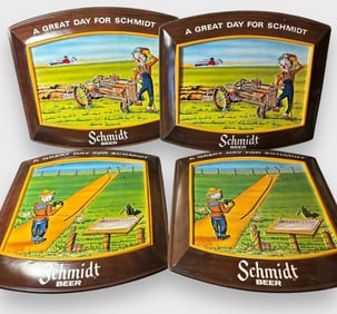 Lot of Four Vintage Plastic Schmidt Beer Signs