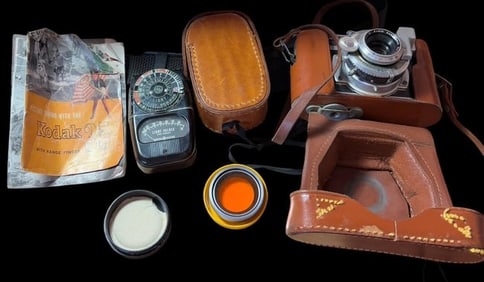 Kodak 35mm Film Camera, Bag, Light Exposure Meter