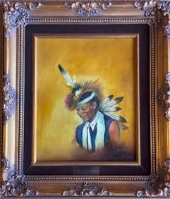 V. Lowrey Signed Native American Original Painting