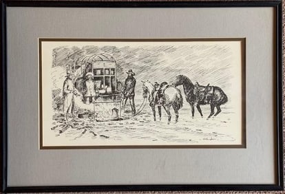Cowboys at Chuckwagon Print by H.D. Bugbee