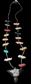 Zuni Native American Animal Fetish Necklace