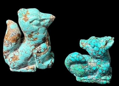 Lot of Two Chinese Turquoise Fetishes