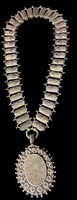 Victorian Edwardian Sterling Hallmarked Antique Locket Necklace (1 of 6)