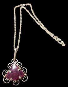 Sterling Italian Necklace with Stone Pendant