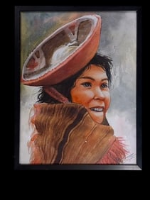 Signed Watercolor on Paper Bernardino Delgado