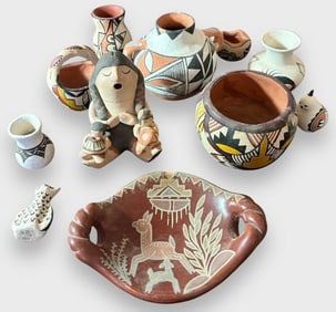 Lot of Assorted Native American Pottery Pots/Figures Signed Acoma