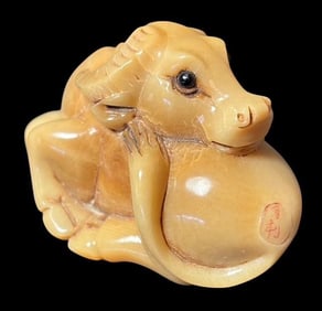 Signed Japanese Vintage Water Buffalo Okimono