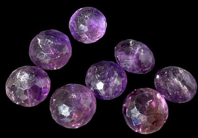 Lot of Eight Amethyst Faceted Round Beads