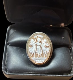 Antique Jasper Three Graces On Sterling Ring