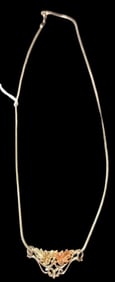 10K White and Yellow Gold Pendant on Sterling Chain
