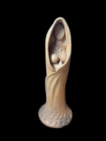 Taos Pueblo Micaceous Clay Madonna and Child Sculpture by Jeralyn G. Lwan