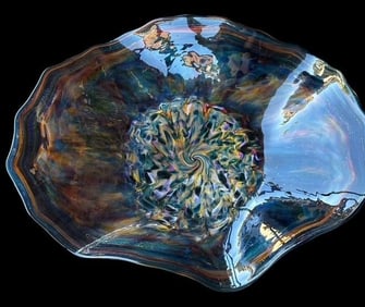 Art Glass Bowl Sculpture by Marti White Elk
