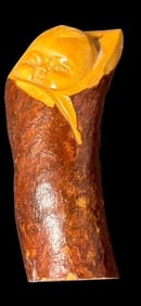 Asian Carved and Signed Wood Baby Shaped Pendant