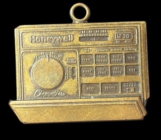 Honeywell Advertising Chronotherm Brass Charm Fob