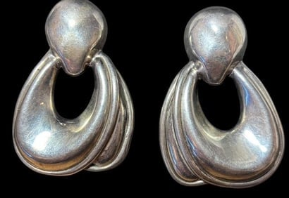 Signed David Varsano Israel Sterling Clip-on Earrings