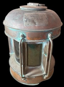 Antique Tri Colored Brass and Copper Nautical Ships Lantern