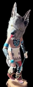 Native American Signed MB Lonewolf Gray Wolf Kachina