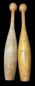 Pair of Antique Wood Club Pins 1900s