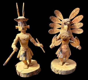 Lot of Two Signed Native American Kachina Figures R. Platero